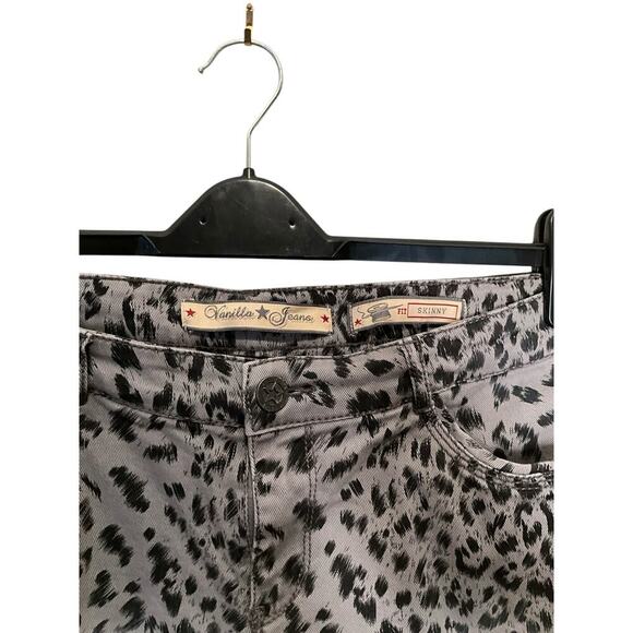 Vanilla Star Jeans Skinny Jeans Mid Rise Stretch Leopard Gray/Black Size 10 NEW - Picture 6 of 8
